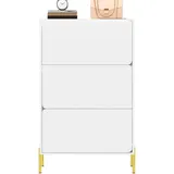 Okwish Schuhschrank 73 x 120 x 24 cm mit 3 Türen / weiß/gold