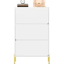 Okwish Schuhschrank 73 x 120 x 24 cm mit 3 Türen / weiß/gold