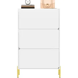 Okwish Schuhschrank 73 x 120 x 24 cm mit 3 Türen / weiß/gold