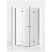 IMPTS Eckdusche Duschkabine Komplett Dusche 70-120cm Eckeinstieg Bad Eckdusche, BxT: 80x100 cm, Sicherheitsglas, Duschkabine Eckeinstieg Duschabtrennung, 3-tlg., 180o doppelt Falttüren, doppelt Falttüren, Inkl.Duschwanne & Ablaufgarnitur 80 cm x 185 cm x 100 cm