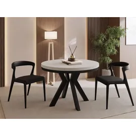 WFL GROUP Runder Esstisch 100 x 77 x 100 cm beige