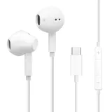 USB C Kopfhörer,In-Ear Kopfhörer mit Kabel Typ C,Kabelgebundene Kopfhörer mit Mikrofon und Lautstärkeregler,HiFi-Stereo-Ohrhörer Kompatibel für iPhone 15 Pro Max Samsung S24 S23 S22,Google Pixel 8 7 6