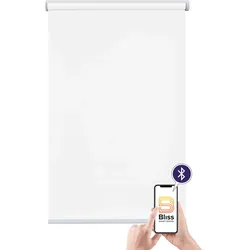Elektrisches Rollo SUNLINES "Akkurollo Upcycling appgesteuert, blickdicht, Sunlines", weiß, B:80cm H:220cm, Polyester, Metall, Kunststoff, Rollos, appgesteuert via Bluetooth