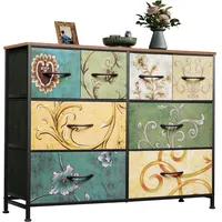 Wlive Kommode mit 8 Stoffschubladen Dreilagig, Kommodenschrank für Schlafzimmer,