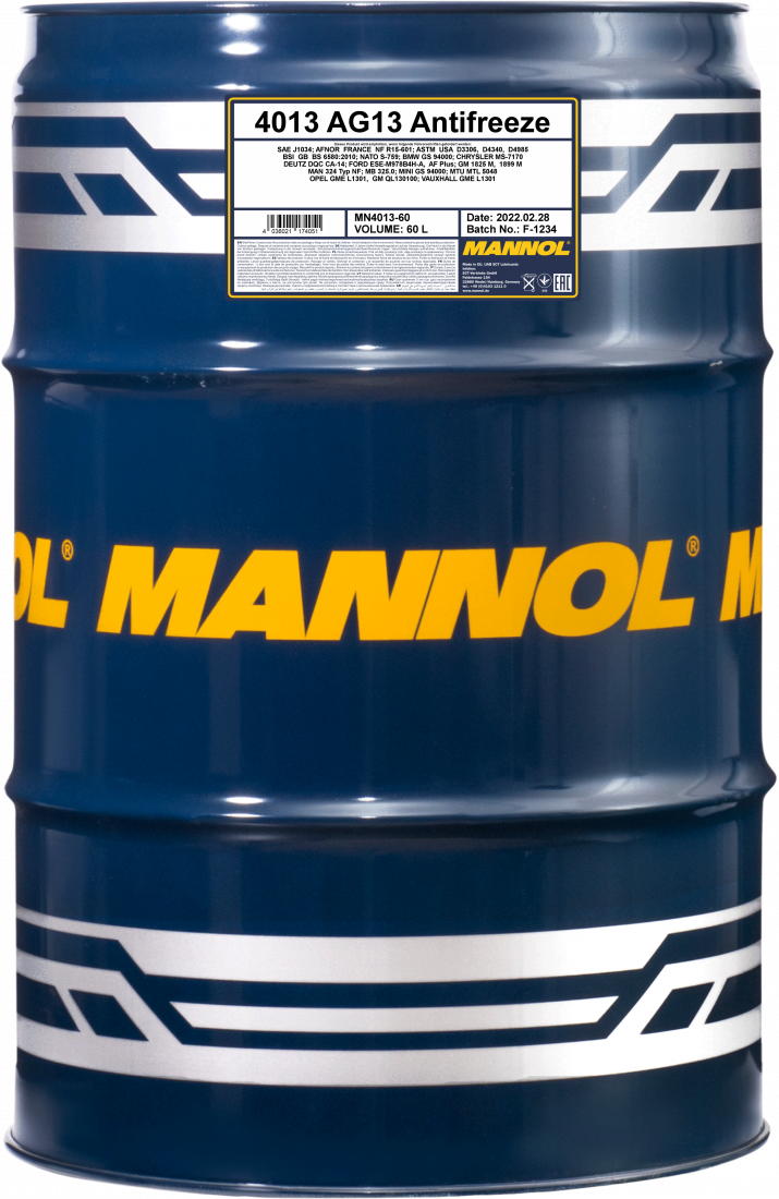 Mannol 4013 Kühlerfrostschutz Antifreeze AG13 Hightec -40 Fertigmischung 60 Lite...