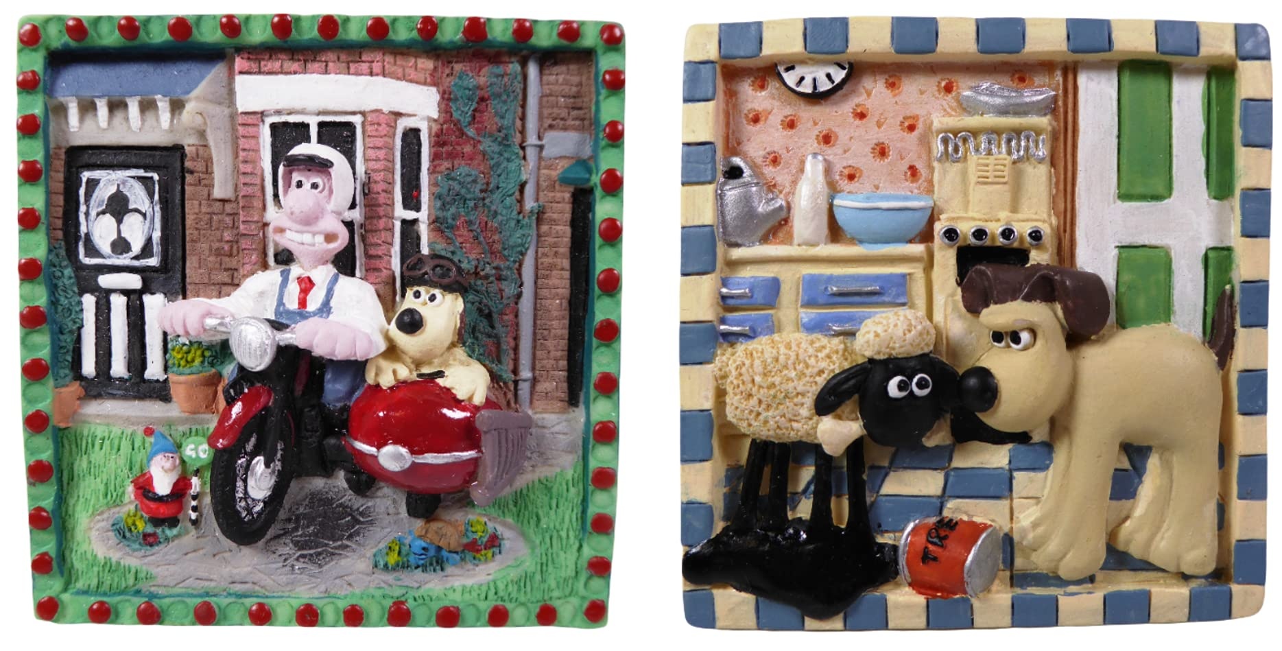 OPO 10 - Lot 2 Rahmen Shaun das Schaf + Wallace und Gromit – 8 x 8 cm Cartoon-Dekoration