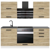 Belini Küchenzeile Küchenblock Emily - Küchenmöbel 180 cm Einbauküche Vollausstattung ohne Elektrogeräten mit Hängeschränke und Unterschrä...