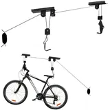 Wiltec Fahrradlift Deckenhalter 20kg, 4 m Deckenhöhe, Fahrradgarage schwarz, weiß