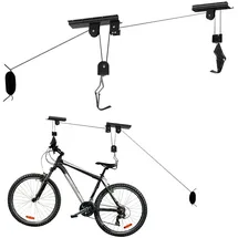 Wiltec Fahrradlift Deckenhalter 20kg, 4 m Deckenhöhe, Fahrradgarage schwarz, weiß