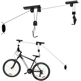 Wiltec Fahrradlift Deckenhalter 20kg, 4 m Deckenhöhe, Fahrradgarage schwarz, weiß