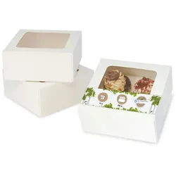 BIOZOYG 25 Stück Cupcake Boxen inkl Einlagen für 4 Cupcakes, mit Sichtfenster aus PLA Muffin-Schachteln Dessertboxen umweltfreundliche Materialien