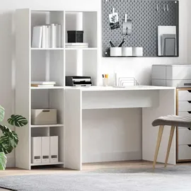 vidaXL Schreibtisch mit Regal Weiß