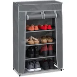 Relaxdays Schuhschrank Stoff, 5 Fächer, 15 Paar Schuhe, Abnehmbarer Bezug, Schuhregal, HxBxT: 90 x 60 x 30 cm, anthrazit