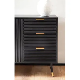FineBuy Sideboard 120 x 80 x 40 cm Schwarz / Eiche Dekor