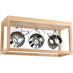 SPOT LIGHT LED Deckenleuchte "ROY", braun (eichefarben, silberfarben, chromfarben), Ø 12cm H: 25cm, Lampen, Inklusive LED-Leuchtmittel, Naturprodukt aus Eichenholz, Nachhaltig, Deckenspot Deckenstrahler LED Deckenstrahler