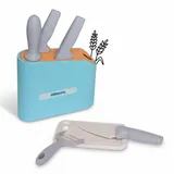alldoro 60426 Messerblock Kinderküche, 7-TLG. Spielküchen Zubehör mit Messern, Schneidebrett & Wetzstahl, nachhaltiges Küchenspielzeug ab 3 Jahren
