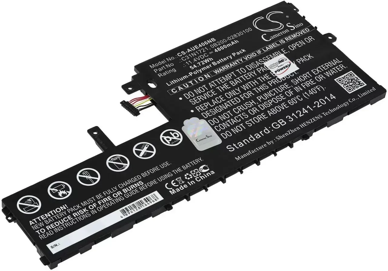 Akku passend für Laptop Asus VivoBook E406MA-EK072TS, Typ C31N1721 u.a. - 11,4V - 4800 mAh