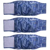 Beilei Creations Premium waschbare Bauchbänder für Rüden, (3er Pack) von Hundewindeln & Hundebauchbänder (L, Blaue Jeans)