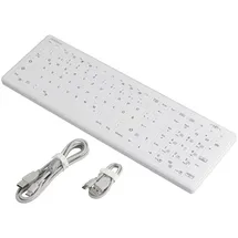 Renkforce RF-WPIK-500 USB Hygiene-Tastatur Deutsch, QWERTZ Weiß Silikonmembran, IP65, Maustasten, A