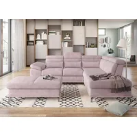 sit&more Ecksofa Cabrio L-Form, B: 274 cm, mit Sitztiefen-, Arm- & Kopfteilverstellung, 3 Nierenkissen, Federkern, optional Bettfunktion und Stauraum rosa