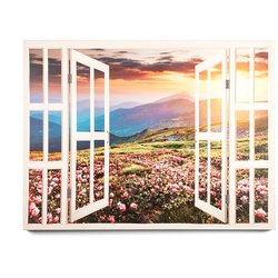Wandbild Fensterblick "Blumenwiese" 80x60 cm