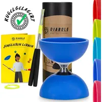 Diabolo Freizeitsport Diabolo Set Pro (blau) mit kugelgelagerter Achse,