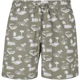 URBAN CLASSICS Badeshorts Urban Classics Pattern Swim Short Grün/Weiß XL