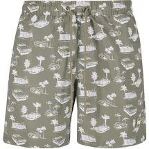 URBAN CLASSICS Badeshorts Urban Classics Pattern Swim Short Grün/Weiß XL