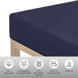 MY HOME Spannbettlaken Physalis Jersey 160 x  200 cm marine