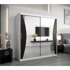 abiks möbel Schwebetürenschrank MONACO 200 x 200 x 62 cm Schwarz/Weiß