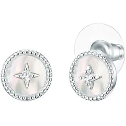 Lulu & Jane Ohrstecker Metall-Legierung Perlmutt in Silber 10,4 mm Damen 