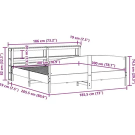 vidaXL Massivholzbett 180 x 200 cm Weiß
