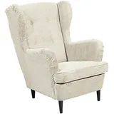 Möbel Boss Ohrensessel Oskar Velourstoff 78 x 102 x 98 cm Creme