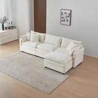 Softa Sofa, Cloudsofa, Kombination Sofa, Chenille-Stoff modernes L-förmiges Couch mit Chaiselongue, Ecksofa für 5 im Wohnzimmer, geeignet für Schlafzimmer, Wohnung, Büro Beige