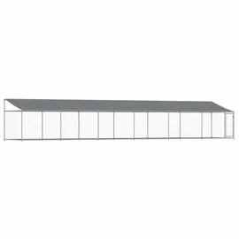 vidaXL Hundezwinger mit Dach und Tür 12 x 2 x 2 m Stahl Grau