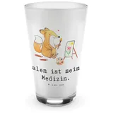 Mr. & Mrs. Panda Glas Fuchs Malen - Transparent - Geschenk, Latte Macchiato, Zeichnen, Hob, Premium Glas, Fröhliche Motive