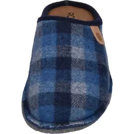 ROHDE Herren Pantoffel Filz Hausschuh Karo Muster lose Einlagen Lucca-H 6944, Größe:44 EU, Farbe:Blau - 44