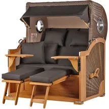 Mr. Deko bene,iving Strandkorb Komplettset Königssee Teak Bullauge PE grau Modell 548