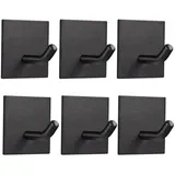 luxuskollektion Wandhaken selbstklebend ohne Bohren Edelstahl Schwarz 6 Packungen