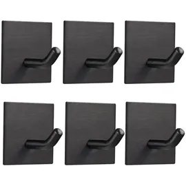 luxuskollektion Wandhaken selbstklebend ohne Bohren Edelstahl Schwarz 6 Packungen