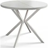 Alpi-Möbel Runder, Weiß, Weiß, Holzwerkstoff, Rund, X-Form, 100x76x100 cm, Esszimmer, Tische, Esstische