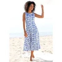 Beachtime Midikleid, mit Blumendruck, aus Jersey, A-Linien-Kleid, Gr. 42 - N-Gr, blau-creme-bedruckt, , 13981959-42 N-Gr