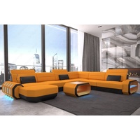 Sofa Dreams Wohnlandschaft Polster Stoff Sofa Roma XXL M Mikrofaser Designer Stoffsofa, Couch wahlweise mit Bettfunktion orange|schwarz
