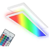 Briloner Tava LED Deckenlampe 98cm mit indirektem Licht, RGB+W bunte Lichtfarben, Fernbedienung, RGB, Flach, Weiß