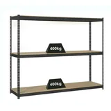 PROREGAL Schwerlastregal WOOD YETI THREE | HxBxT 200x150x45cm | Fachlast 400kg | Anthrazit | Regal Standregal Werkstattregal Lagerregal Kellerregal