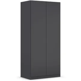 Rauch Möbel Drehtürenschrank, Kleiderschrank, 2-türig, Grau-metallic, Schwarz, Push-to-open, 91x197x54 cm