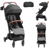 Vevor Kinderwagen, mit 95°-175° verstellbarer Rückenlehne und 0/90° verstellbarer Fußstütze und Ein-Klick-Faltfunktion, Kinderbuggy für Neugeborene mit Getränkehalter und Tragetasche, Schwarz