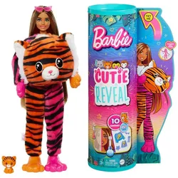Mattel® Anziehpuppe Mattel HKP99 - Barbie - Cutie Reveal-Puppe+10 Überraschungen, Jungle bunt