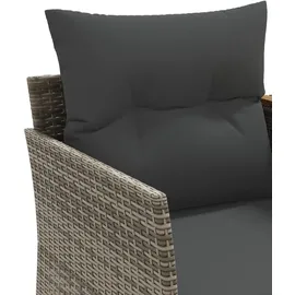 vidaXL Gartensofa 2-Sitzer mit Hockern Grau Poly Rattan
