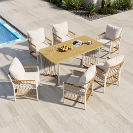 gl store Gartenmöbel-Set 7-tlg. Beige/Naturfarbe
